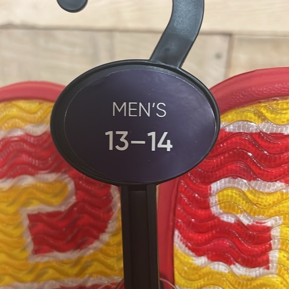 NFL KC Chiefs size XL (13-14) Red and Yellow Slide Sandals with Velcro Top - Picture 5 of 9